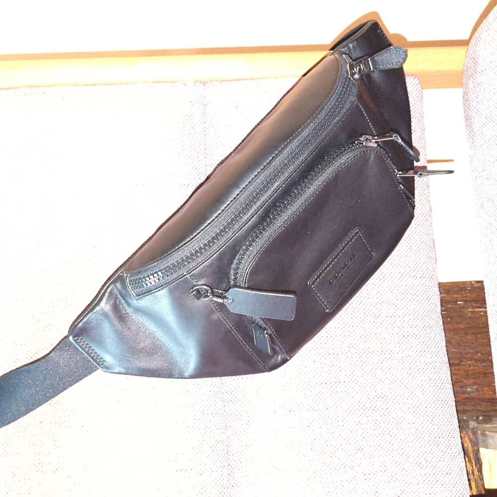 Unisex Coach Track Belt Bag (Fanny pack) in Black
